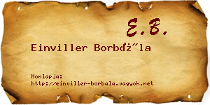 Einviller Borbála névjegykártya